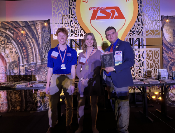 Senior Jack Wilson and Freshman Eliana Niese at the TSA competition where they heard they were eligible for TSA Nationals.